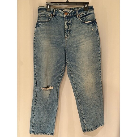 Old Navy Denim - Old Navy Jeans Womens Size 30 Blue Light Wash High Rise Straight Leg Distressed
